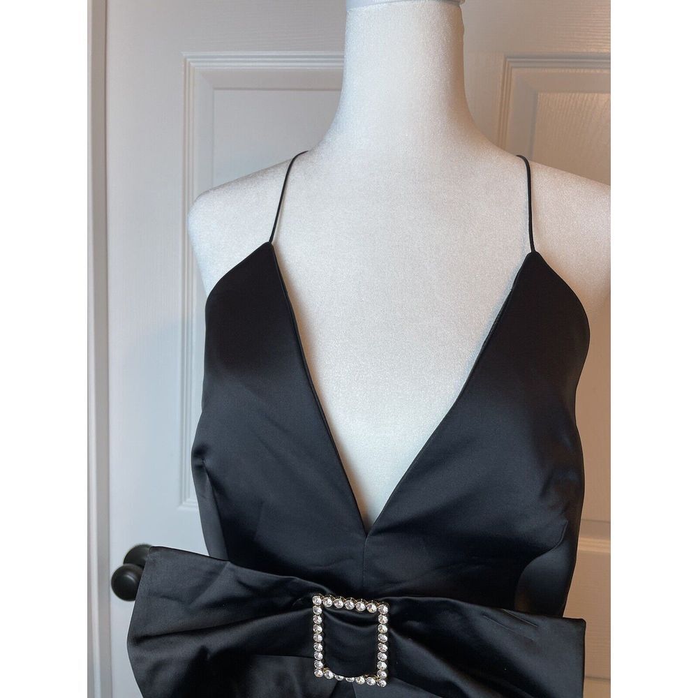 MNG Mango Women's Vestido‎ Cutie Mini Dress Size 8 NWT BLACK  Pockets Lace Up - Picture 4 of 14
